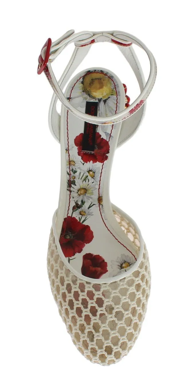 Floral Crystal Leather Slingbacks