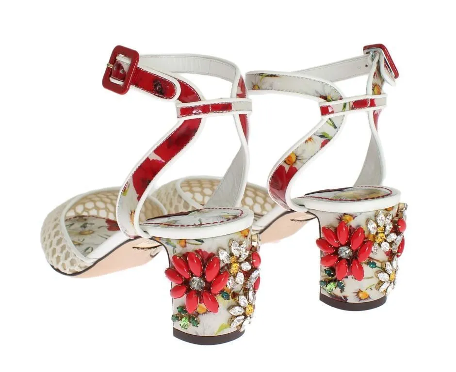 Floral Crystal Leather Slingbacks