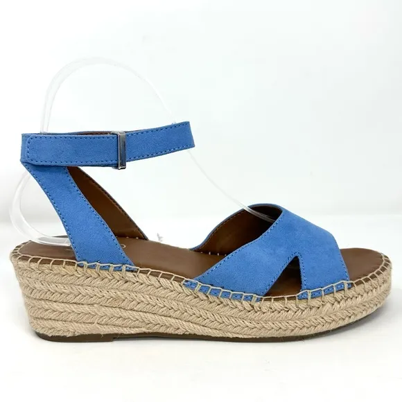 Franco Sarto Women's Penne Blue Espadrille Wedge Sandal