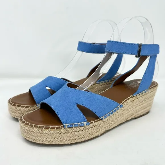 Franco Sarto Women's Penne Blue Espadrille Wedge Sandal