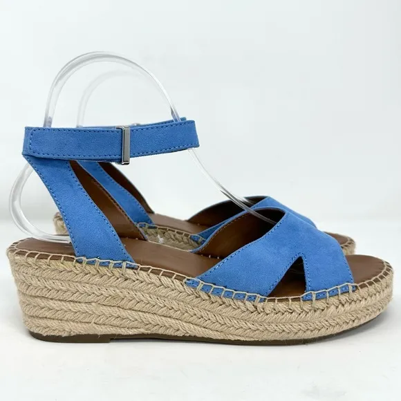 Franco Sarto Women's Penne Blue Espadrille Wedge Sandal