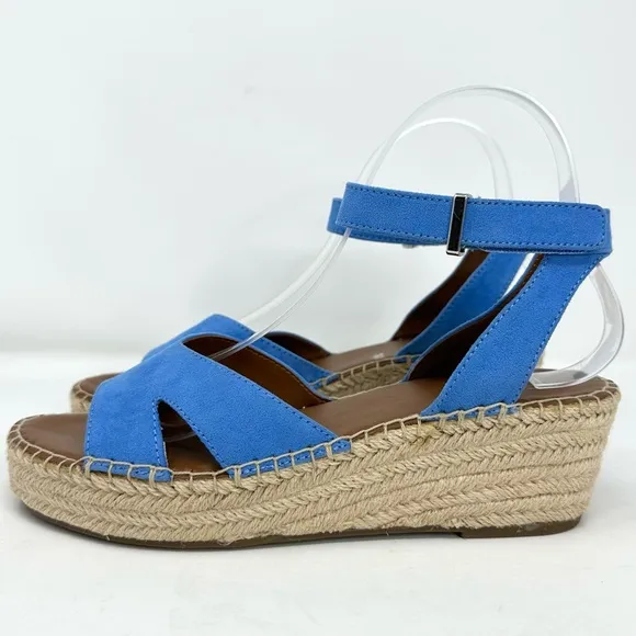 Franco Sarto Women's Penne Blue Espadrille Wedge Sandal