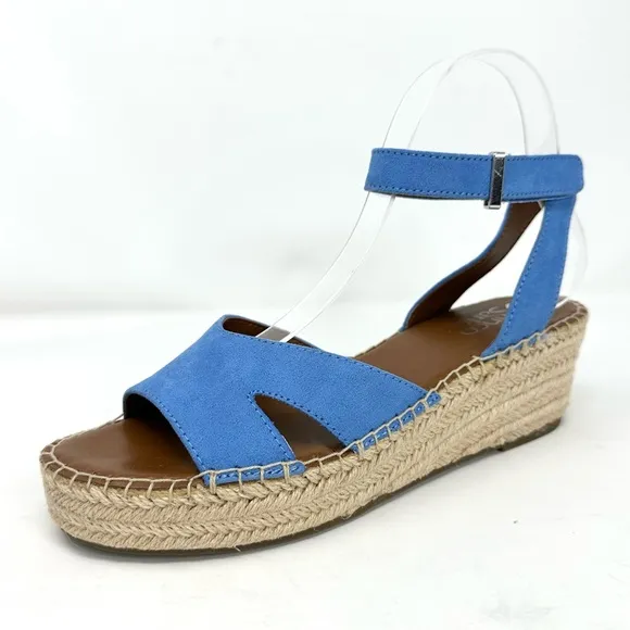 Franco Sarto Women's Penne Blue Espadrille Wedge Sandal