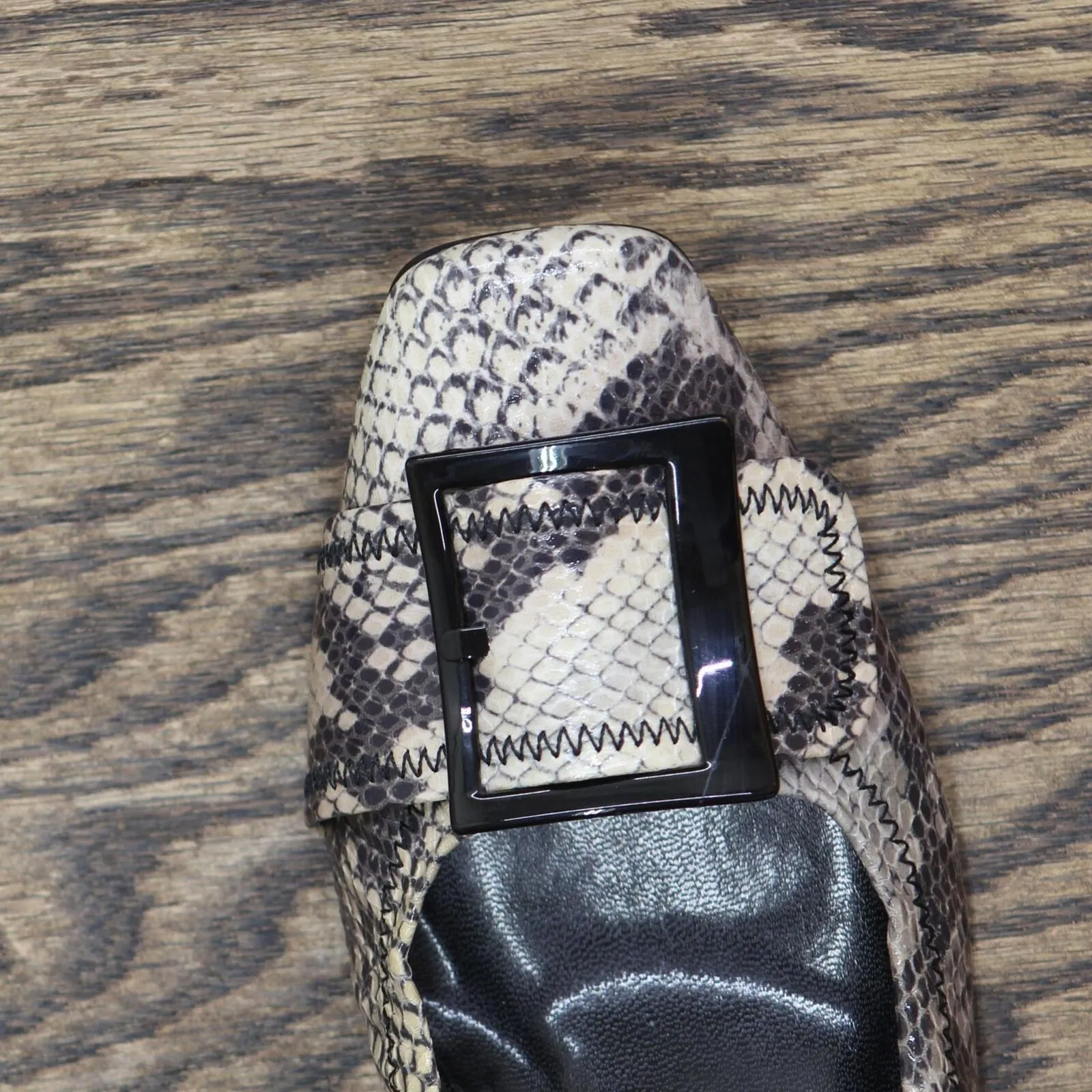Franco Sarto Womens Vintage Snake Print Short Buckle Heels Python Brown 7M