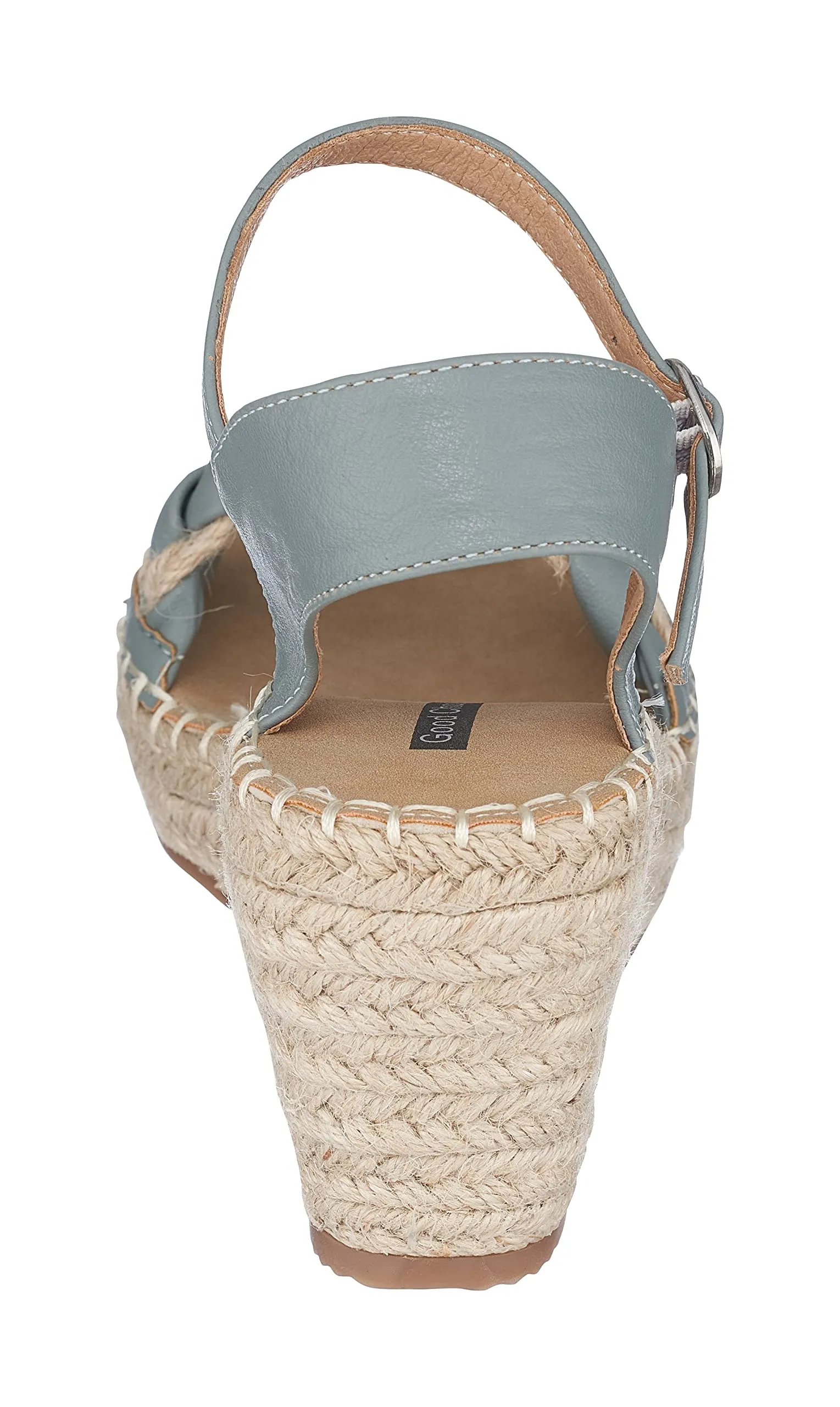 GC Shoes Women's Open Toe Memory Foam Summer Espadrille Wedge Sandals, Braided Strap Ankle Platform Heels, Cati/Blue/7.5