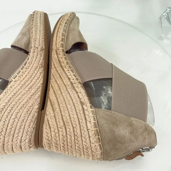 Gentle Souls Women's Colleen Sandal 10 Espadrille Wedge Cross Strap Tan Suede