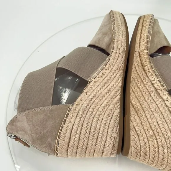 Gentle Souls Women's Colleen Sandal 10 Espadrille Wedge Cross Strap Tan Suede