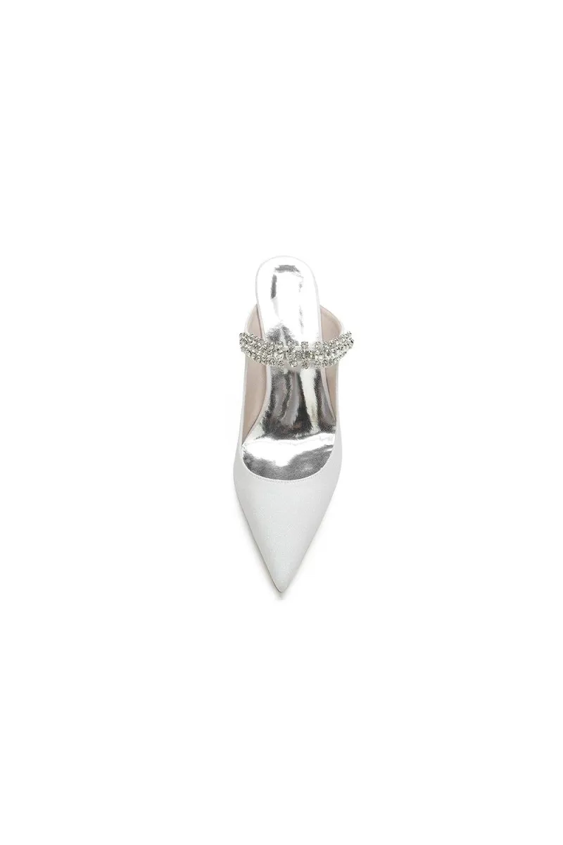 Glitter Pointed Toe Rhinestone Strappy Slip-on Stiletto Heels