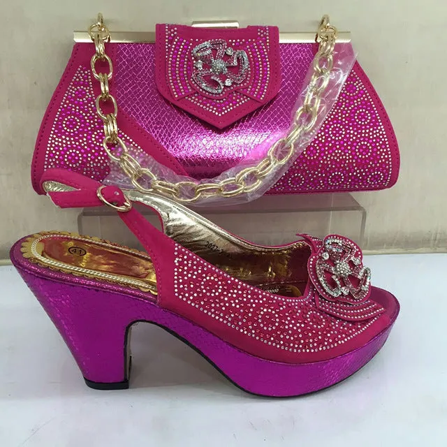 Gold Color Italian Shoes with Matching Bags