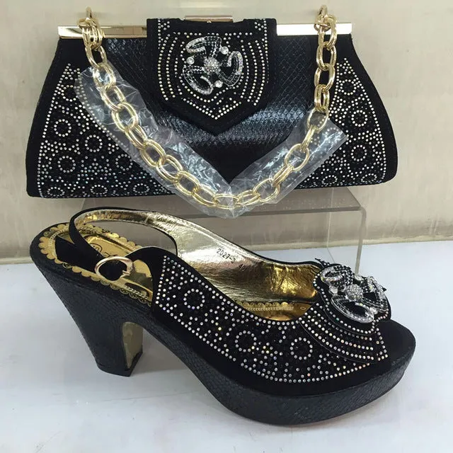 Gold Color Italian Shoes with Matching Bags