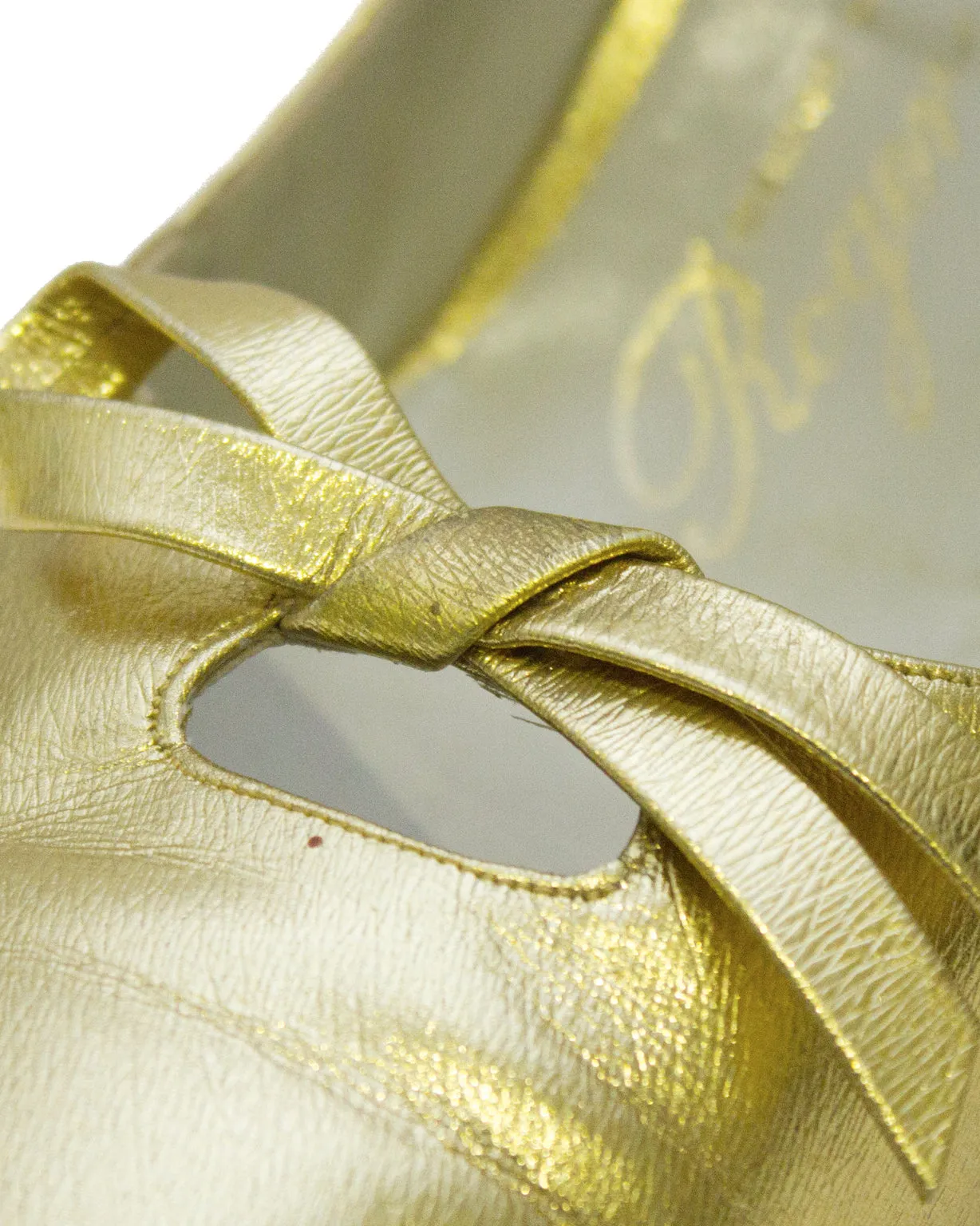 Gold Leather Slingbacks