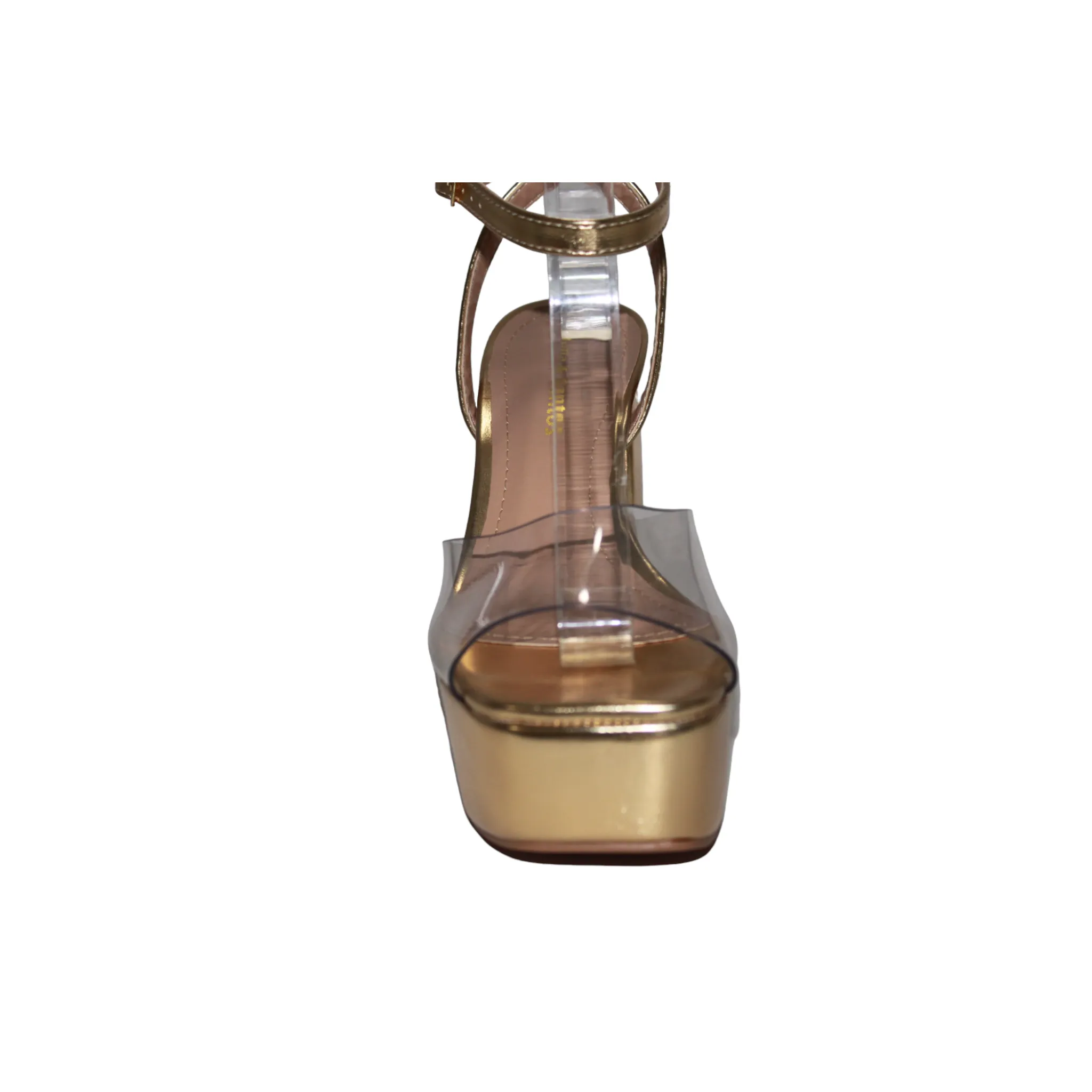Gold/Clear Platform Heel with Ankle Strap