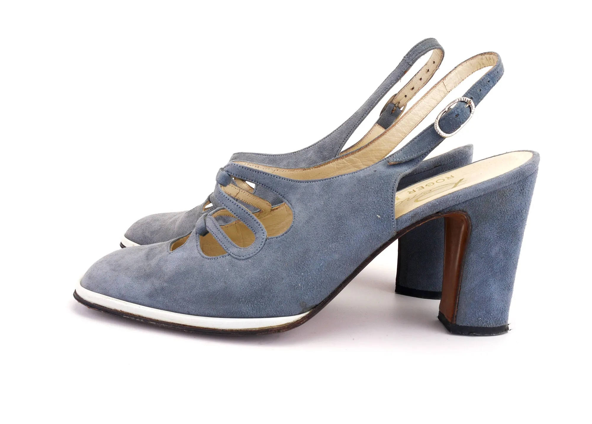Gorgeous 1970s Grey Suede Slingbacks by Renata UK 3.5