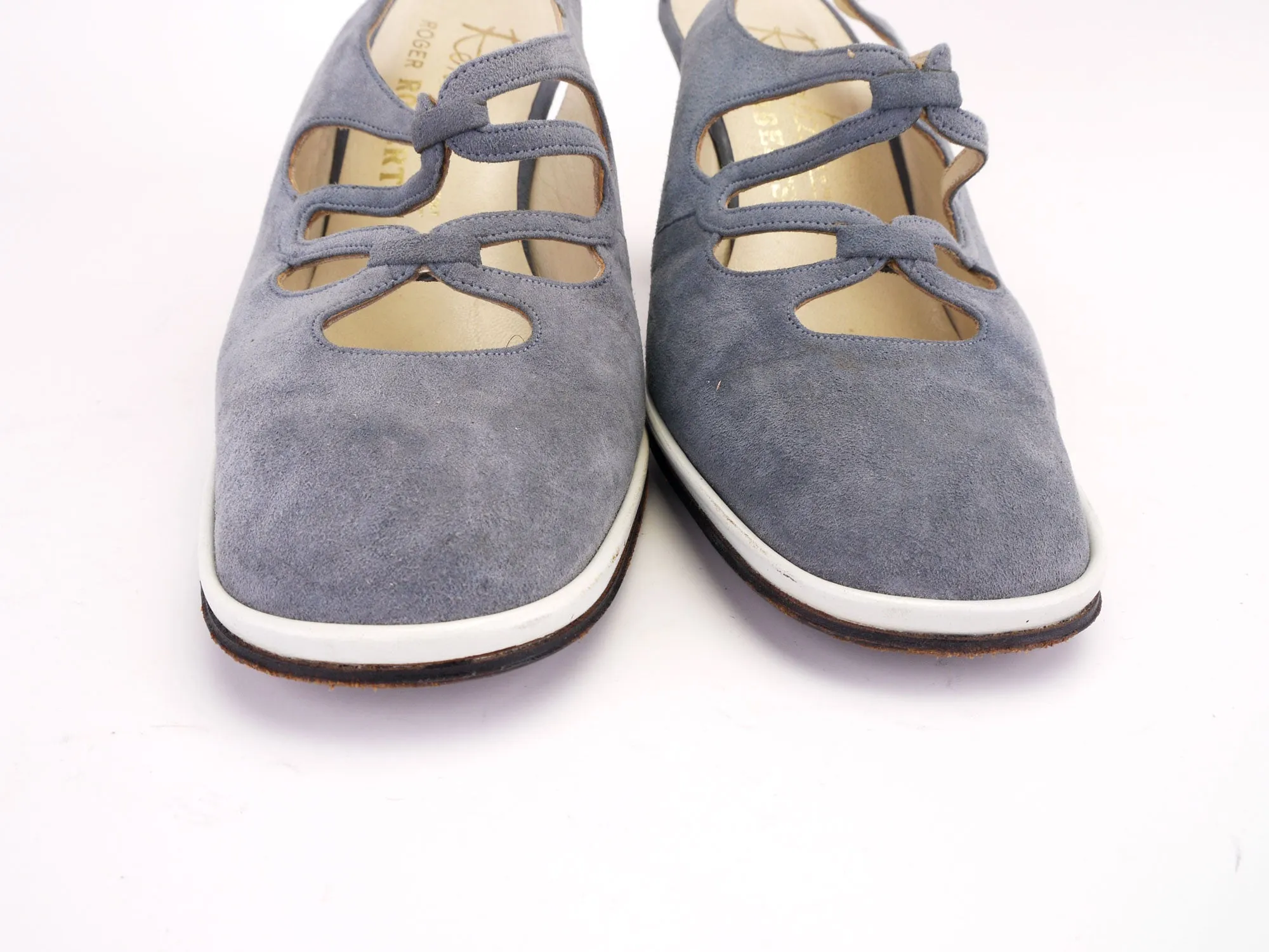 Gorgeous 1970s Grey Suede Slingbacks by Renata UK 3.5