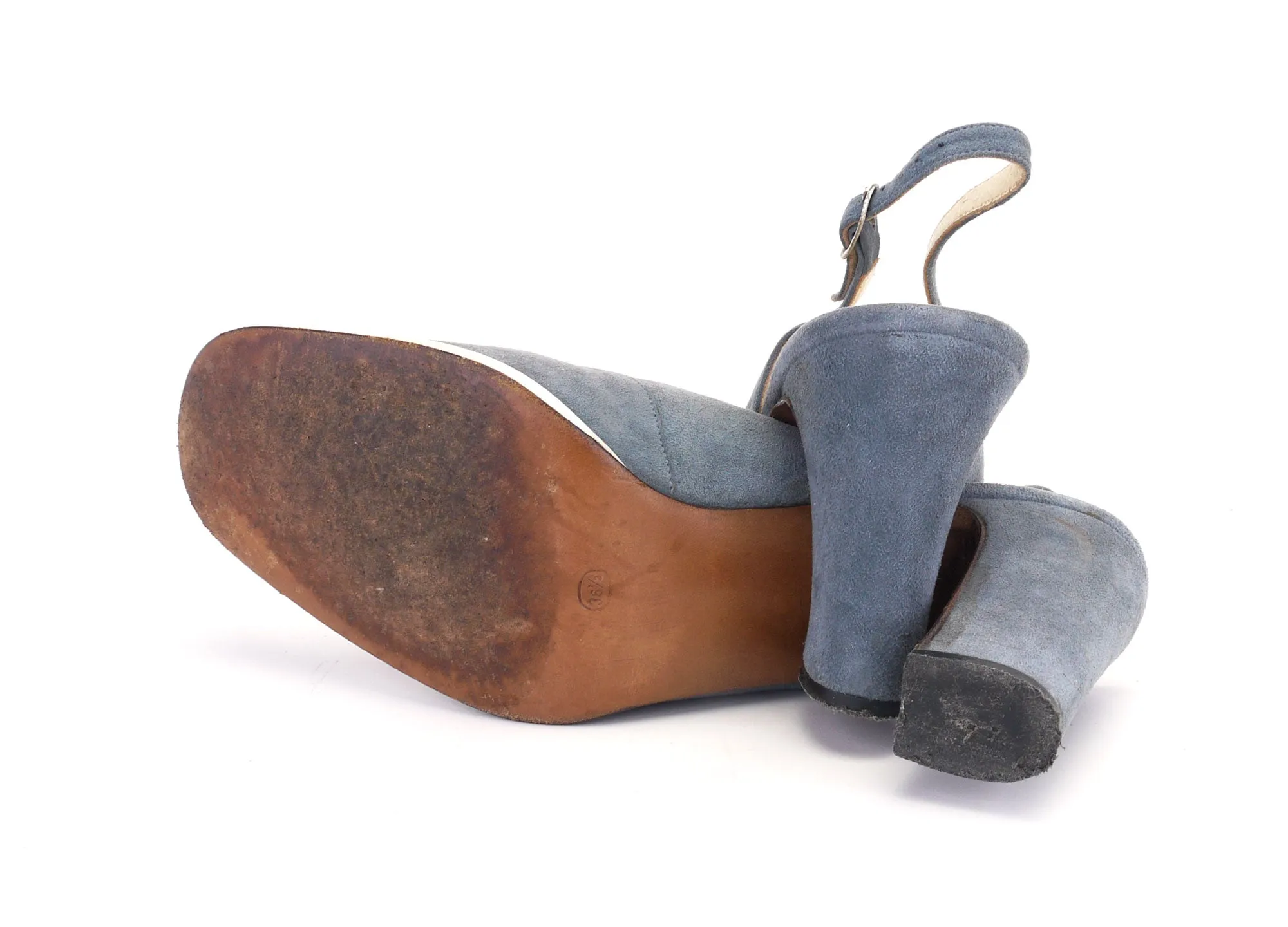 Gorgeous 1970s Grey Suede Slingbacks by Renata UK 3.5