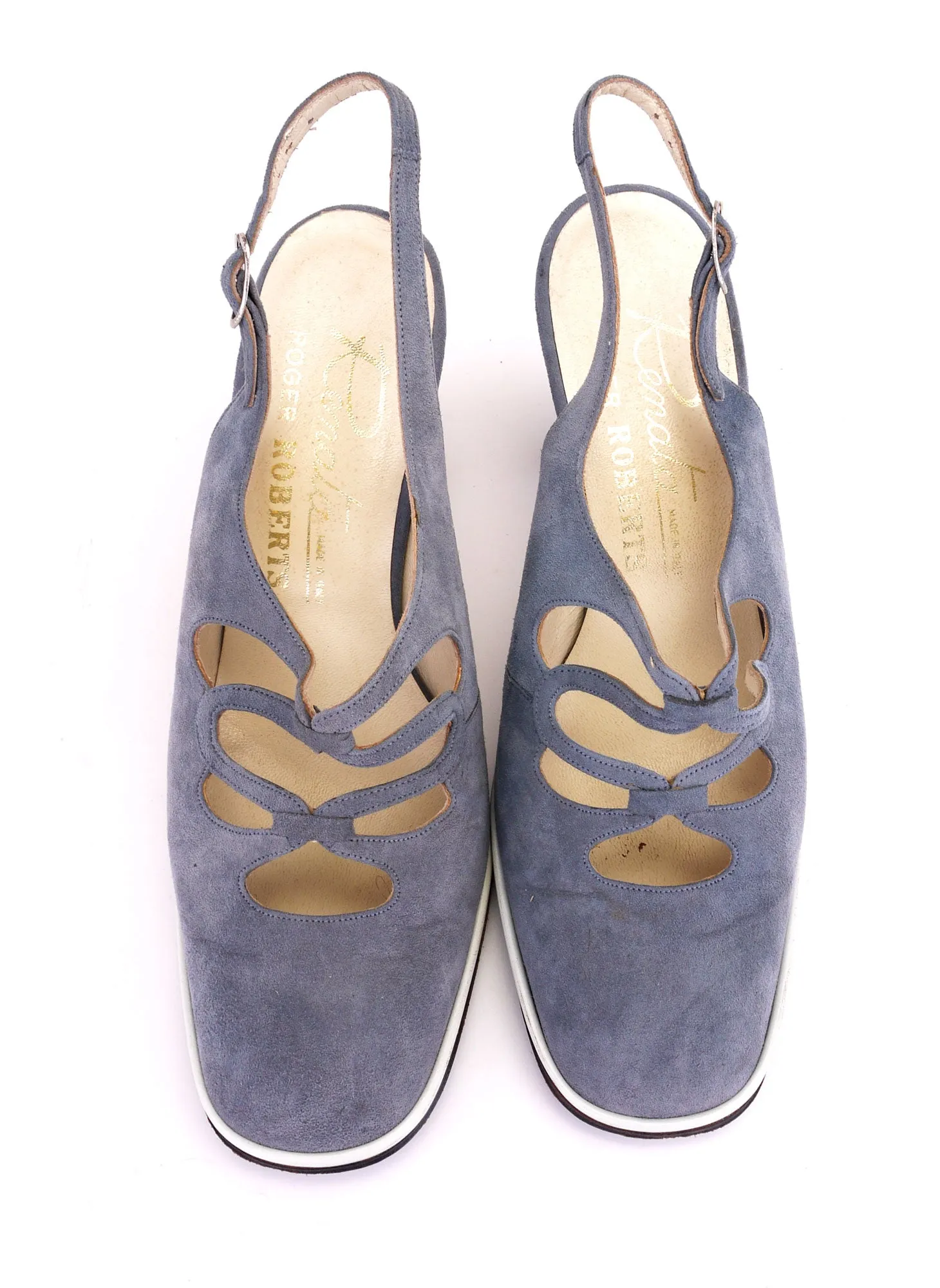 Gorgeous 1970s Grey Suede Slingbacks by Renata UK 3.5