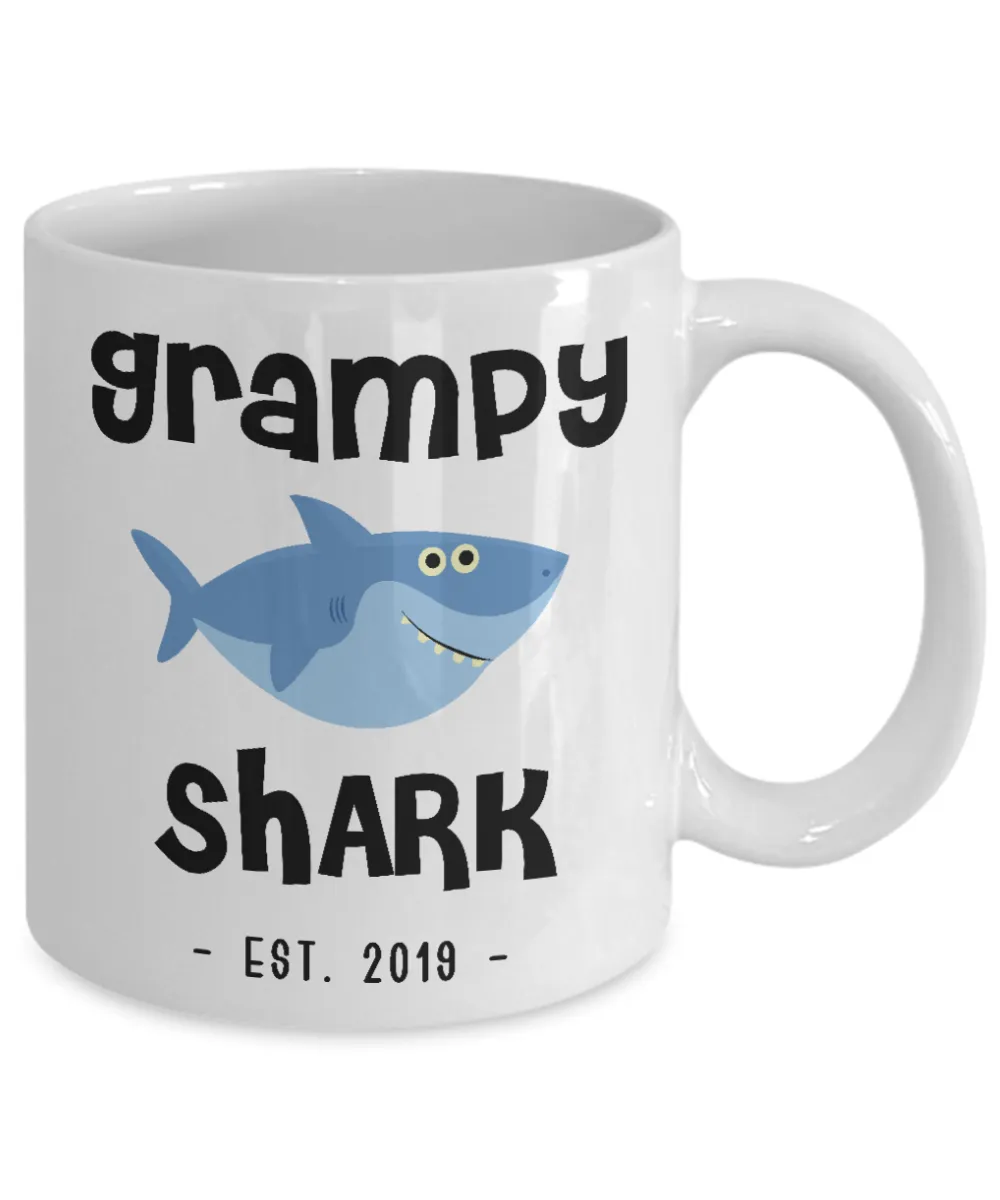 Grampy Shark Mug New Grampy Est 2019 Do Do Do Expecting Grampy Baby Shower Pregnancy Reveal Announcement Gifts Coffee Cup