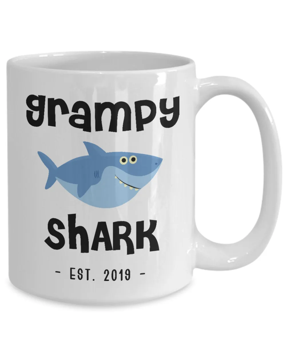 Grampy Shark Mug New Grampy Est 2019 Do Do Do Expecting Grampy Baby Shower Pregnancy Reveal Announcement Gifts Coffee Cup