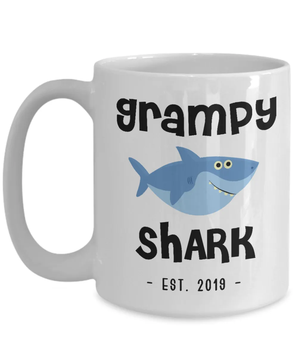 Grampy Shark Mug New Grampy Est 2019 Do Do Do Expecting Grampy Baby Shower Pregnancy Reveal Announcement Gifts Coffee Cup