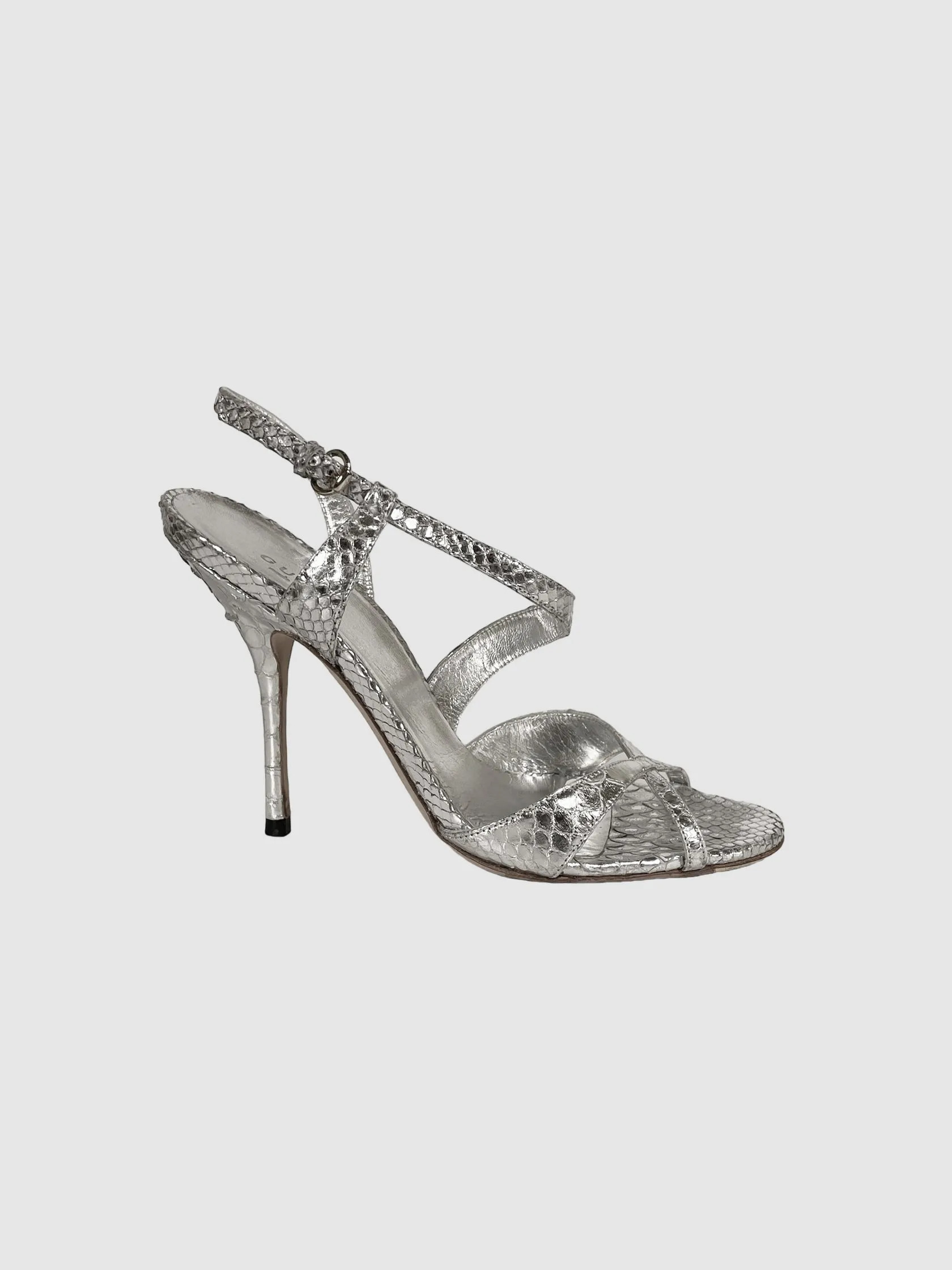 Gucci Reptile Embossed Strappy Stiletto Heels - Size 6.5