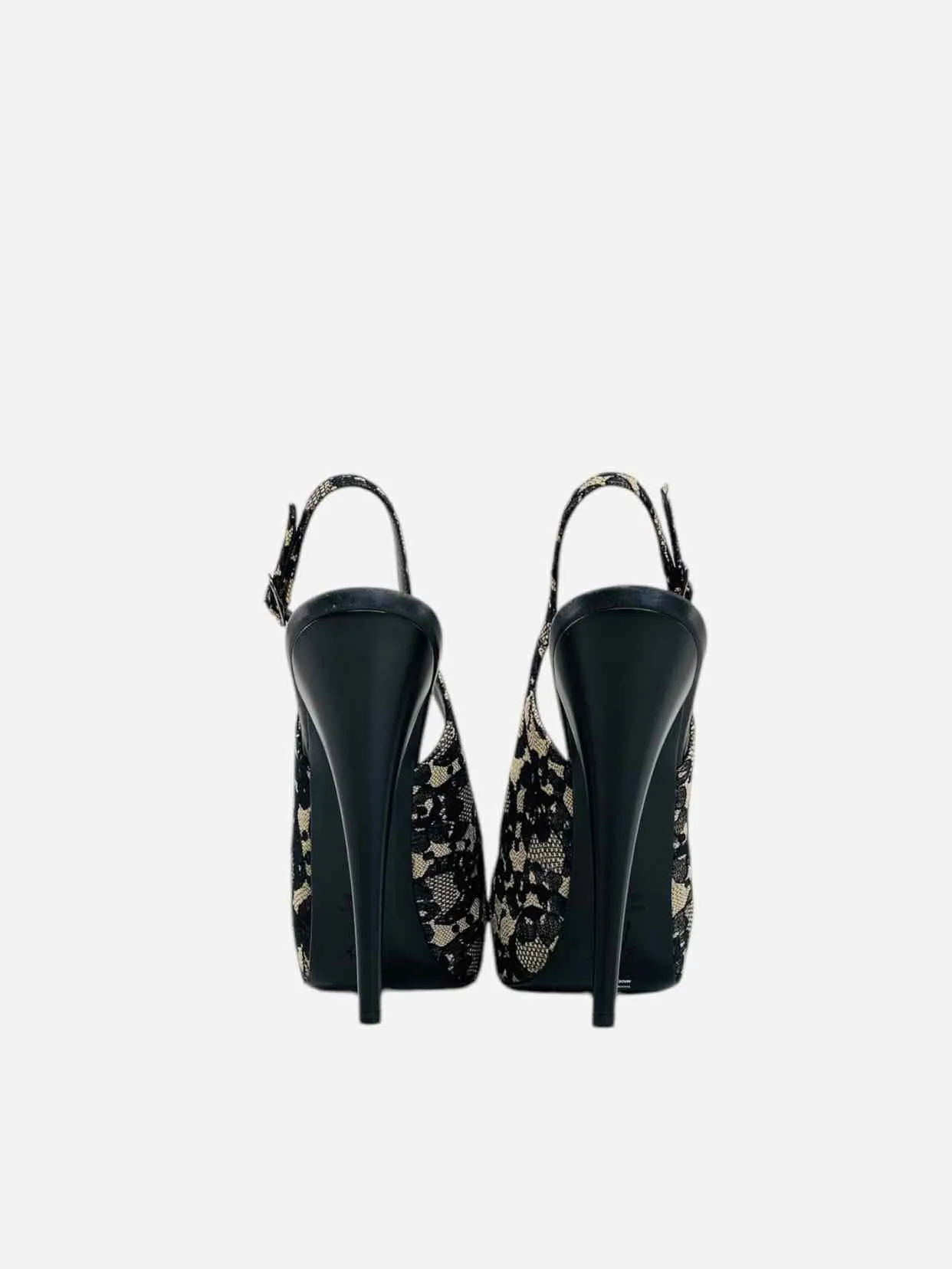 GUISEPPE ZANOTTI Peep Toe Black & Beige Slingbacks 41
