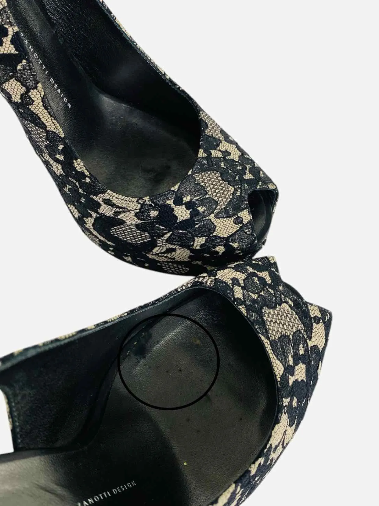 GUISEPPE ZANOTTI Peep Toe Black & Beige Slingbacks 41