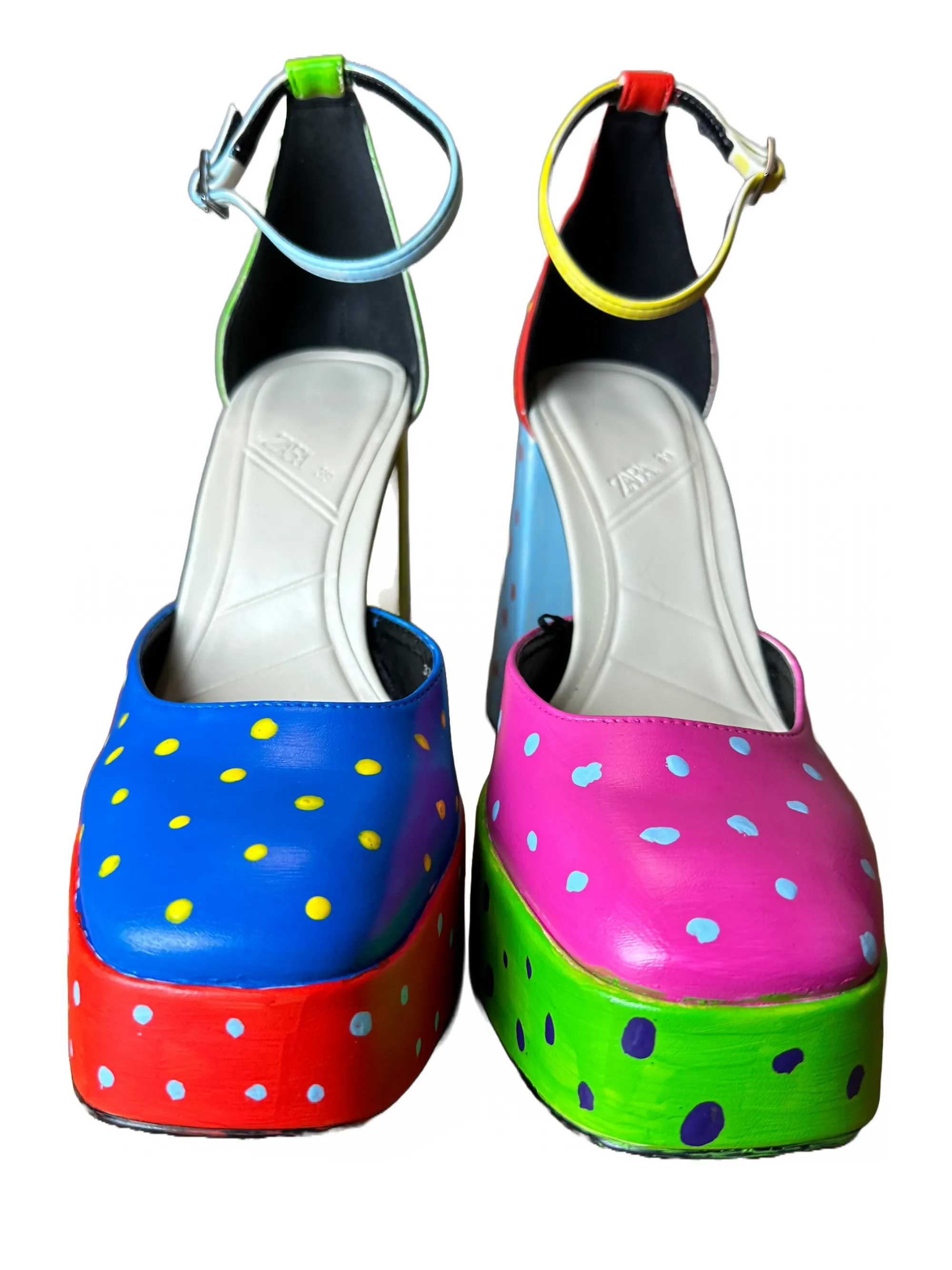 Hand-Painted Color Block Platform Heels US 8