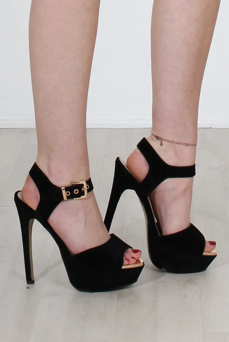 Hazel Black Suede High Heels