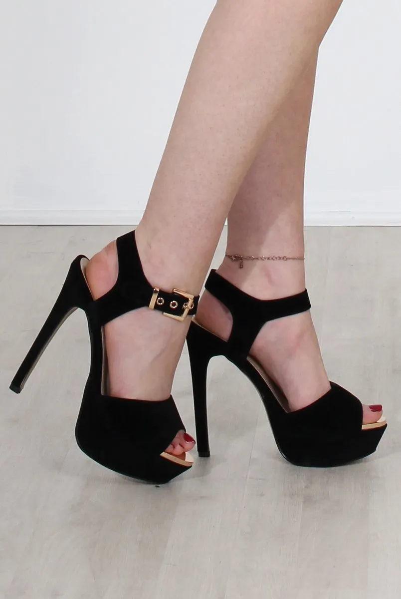 Hazel Black Suede High Heels