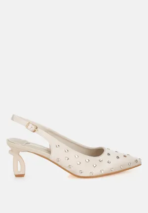 Heart-Shaped Rhinestone Studded Slingbacks By RUW