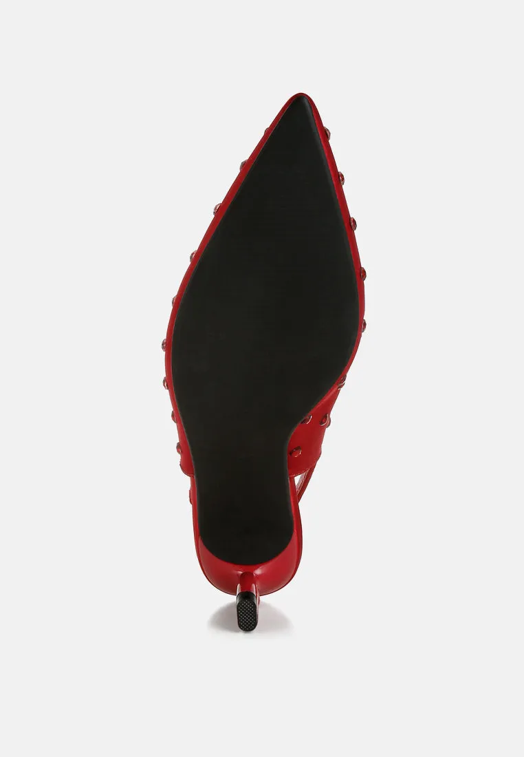 Heart-Shaped Rhinestone Studded Slingbacks By RUW