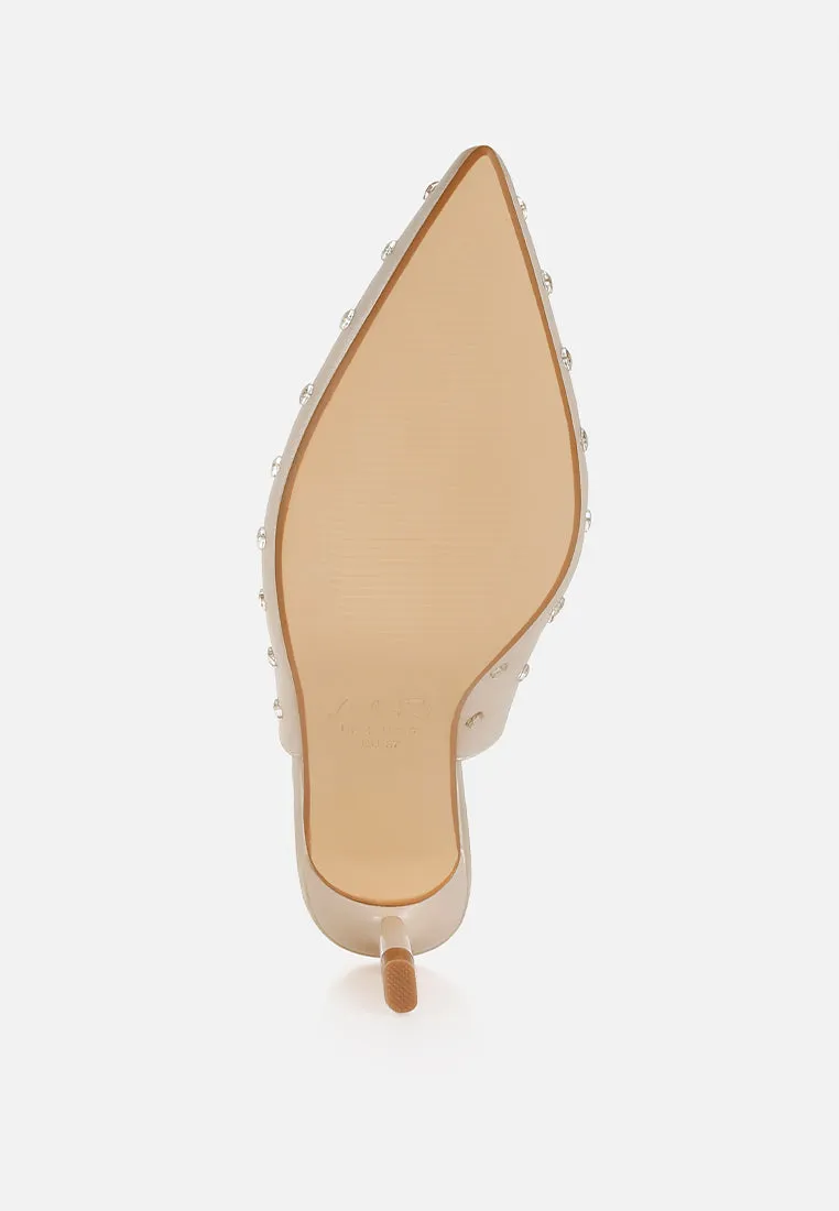 Heart-Shaped Rhinestone Studded Slingbacks By RUW
