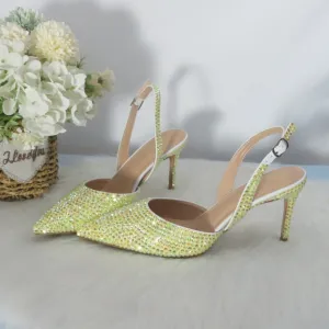 Heart Yellow Bling Wedding Shoes and bag