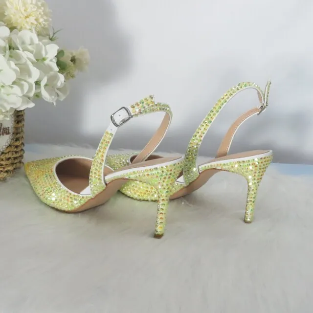 Heart Yellow Bling Wedding Shoes and bag