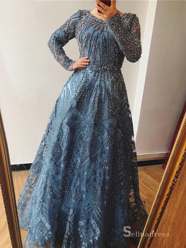 High Quality Long Sleeve luxury Prom Dress Dubai Evening Formal Gown SC036