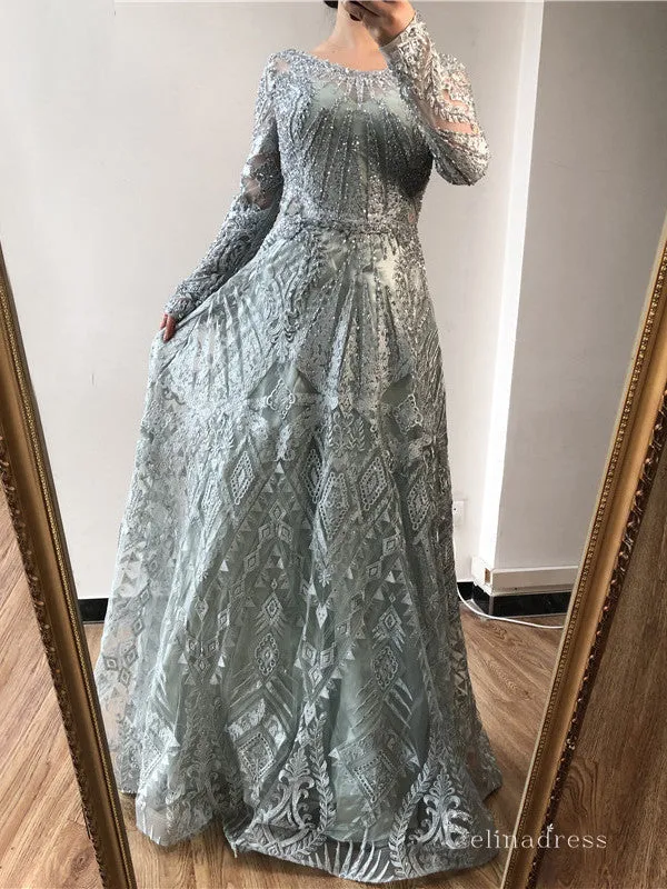 High Quality Long Sleeve luxury Prom Dress Dubai Evening Formal Gown SC036