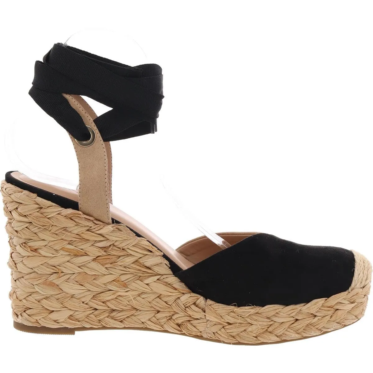 INC Womens Moniquee 2 Faux Suede Wedge Espadrille Heels Black 9 Medium (B,M)