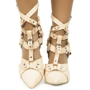 Jeffrey Campbell Rialto Natural Heel Harness Booties Natural