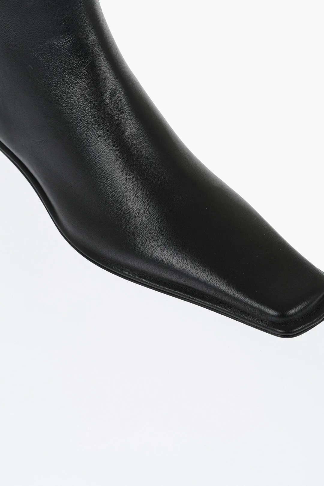 Jil Sander Squared Toe Leather Booties 3cm