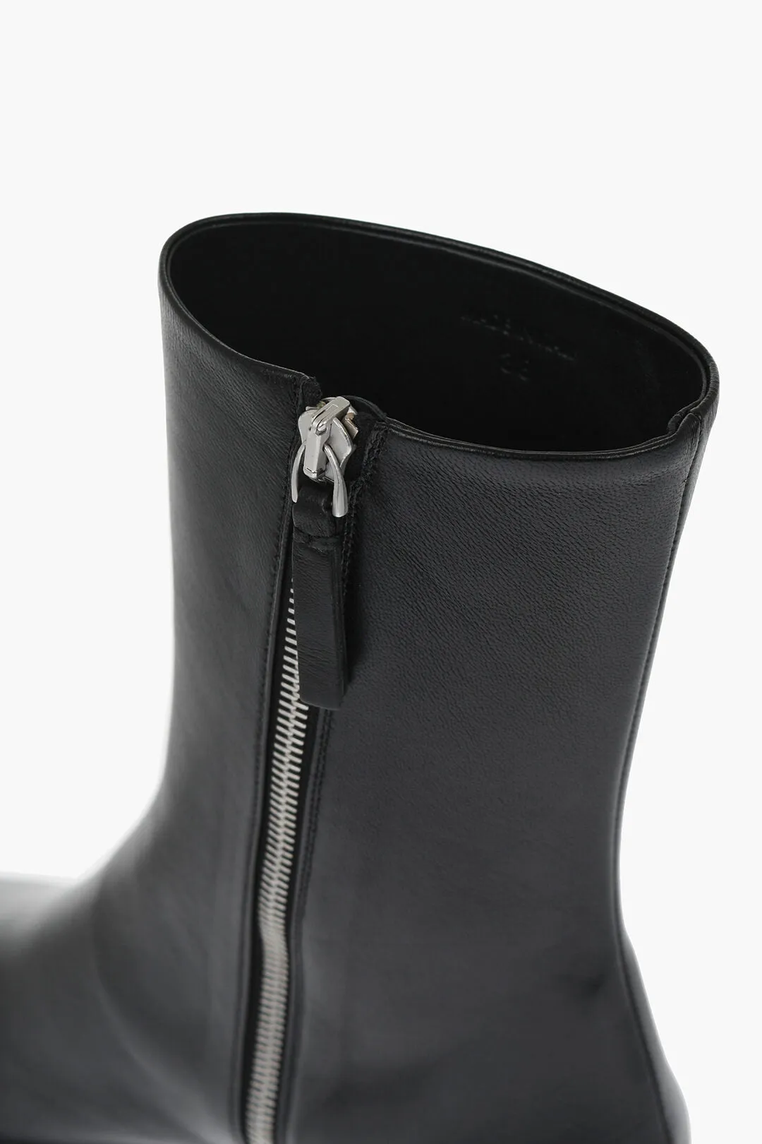 Jil Sander Squared Toe Leather Booties 3cm