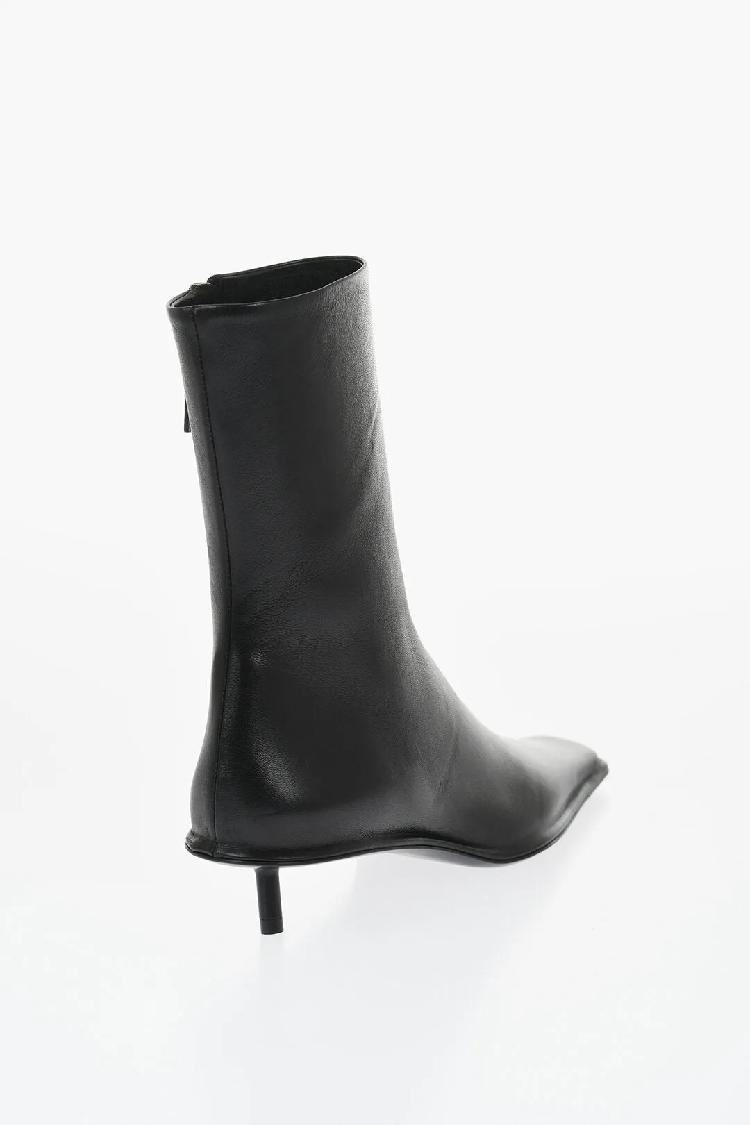 Jil Sander Squared Toe Leather Booties 3cm