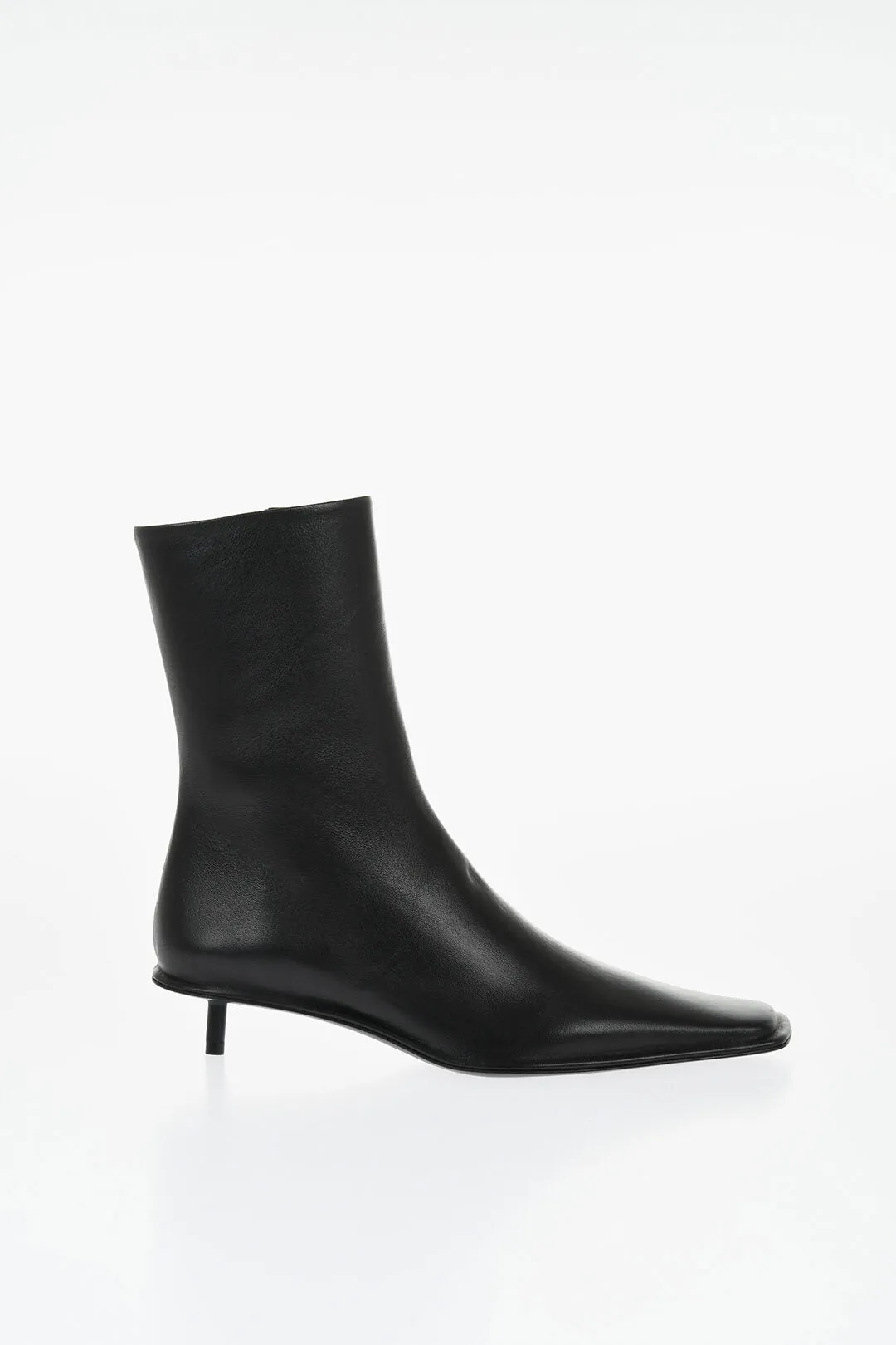 Jil Sander Squared Toe Leather Booties 3cm
