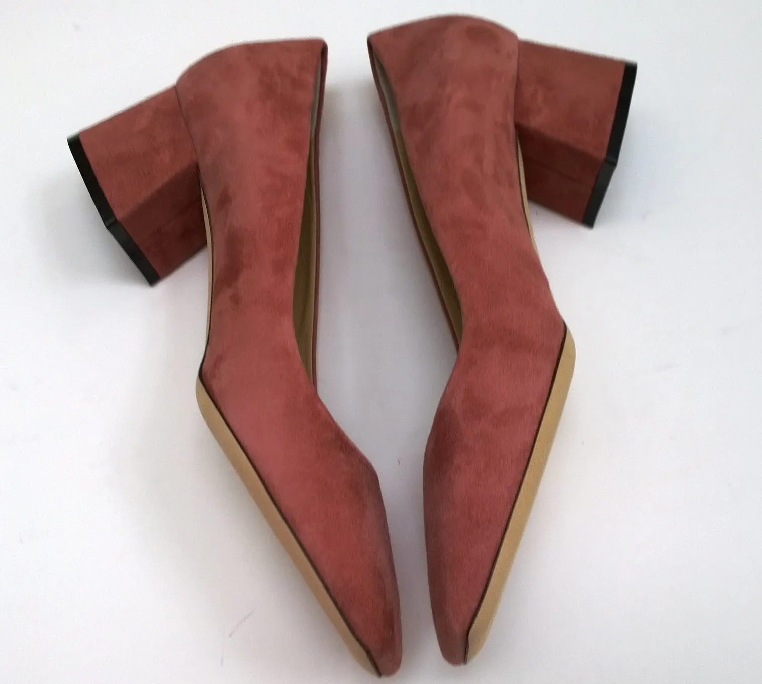 Jimmy Choo Dianne 45 Dark Blush Suede Block Heels Pink Suede New in Box