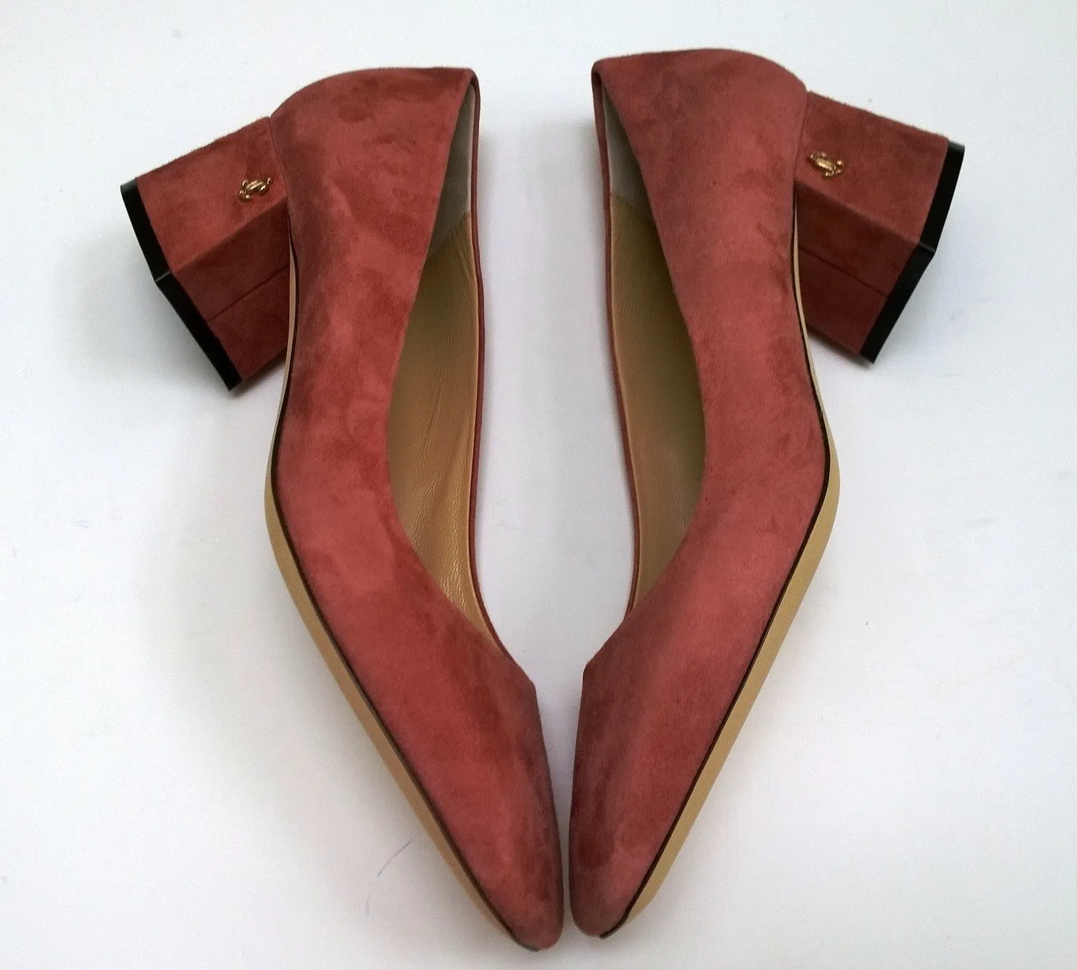Jimmy Choo Dianne 45 Dark Blush Suede Block Heels Pink Suede New in Box