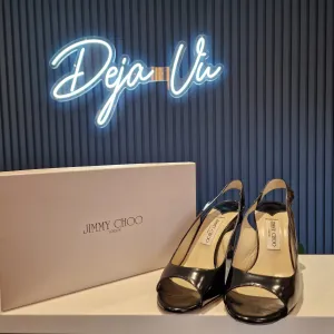 Jimmy Choo Glossy Black Slingbacks, Eur 40/UK 7