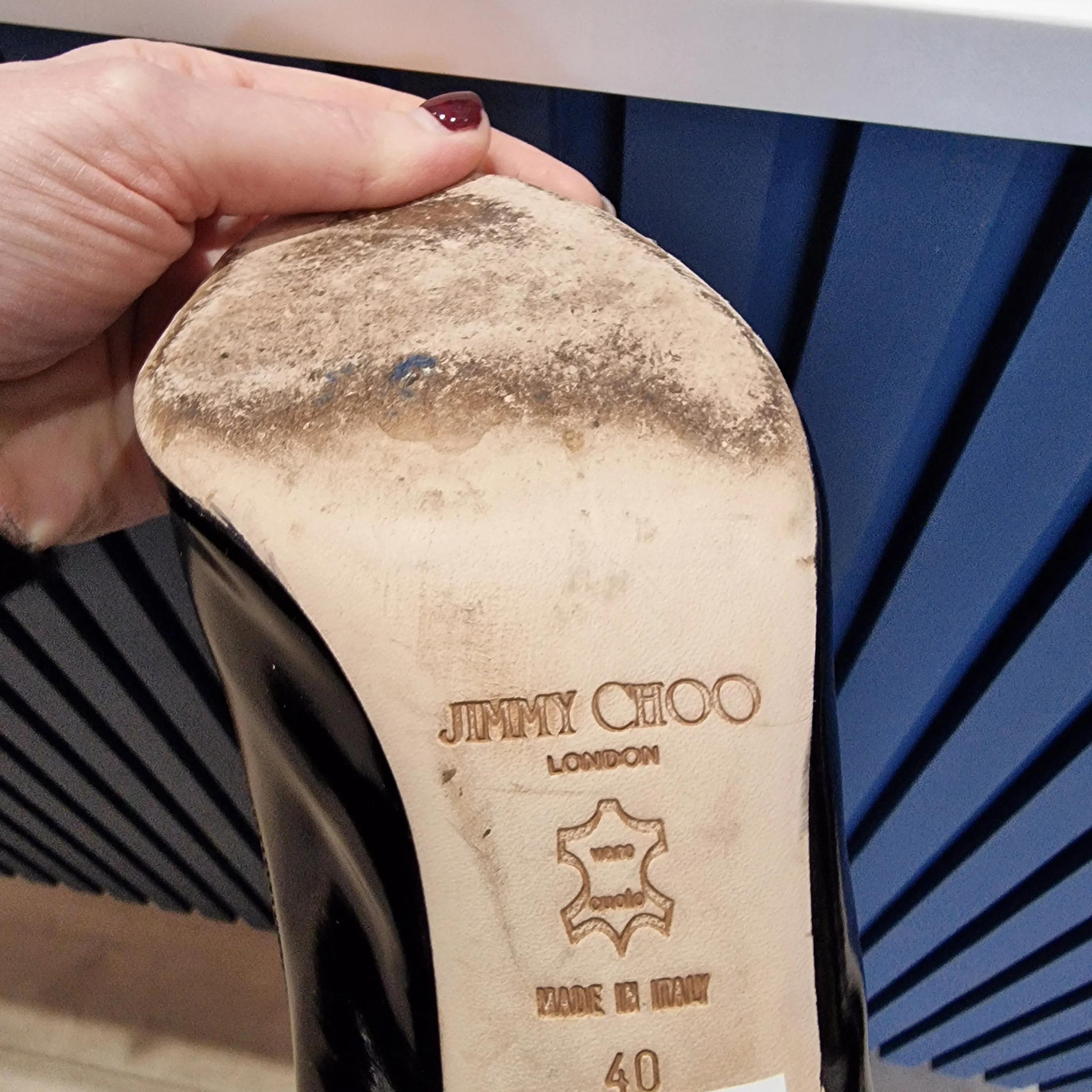 Jimmy Choo Glossy Black Slingbacks, Eur 40/UK 7
