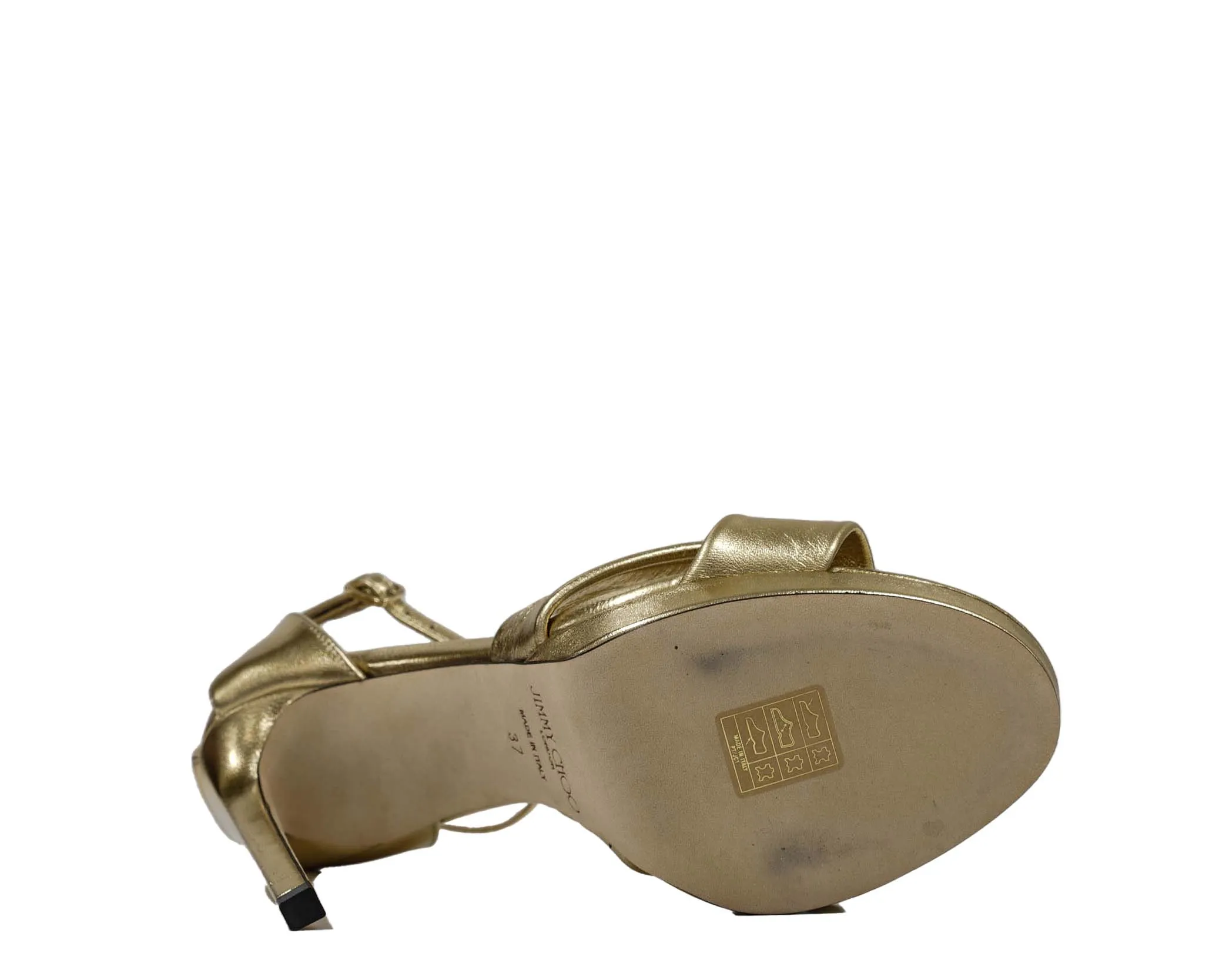 Jimmy Choo Women's Gold Leather Knot Sandal Rosie 120 40% OFF