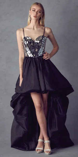 Juliet 252 Glass Beaded High-Low Formal Prom Dress