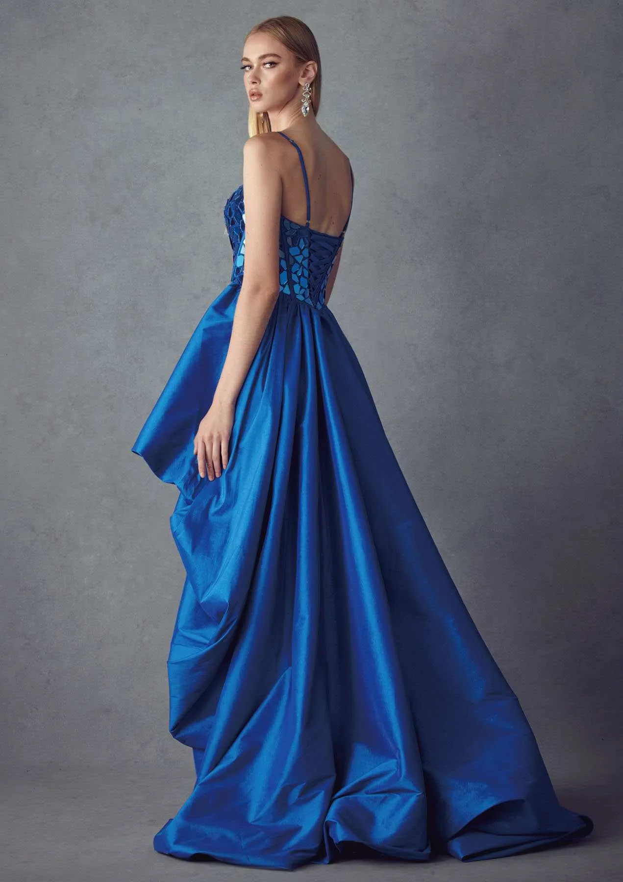 Juliet 252 Glass Beaded High-Low Formal Prom Dress