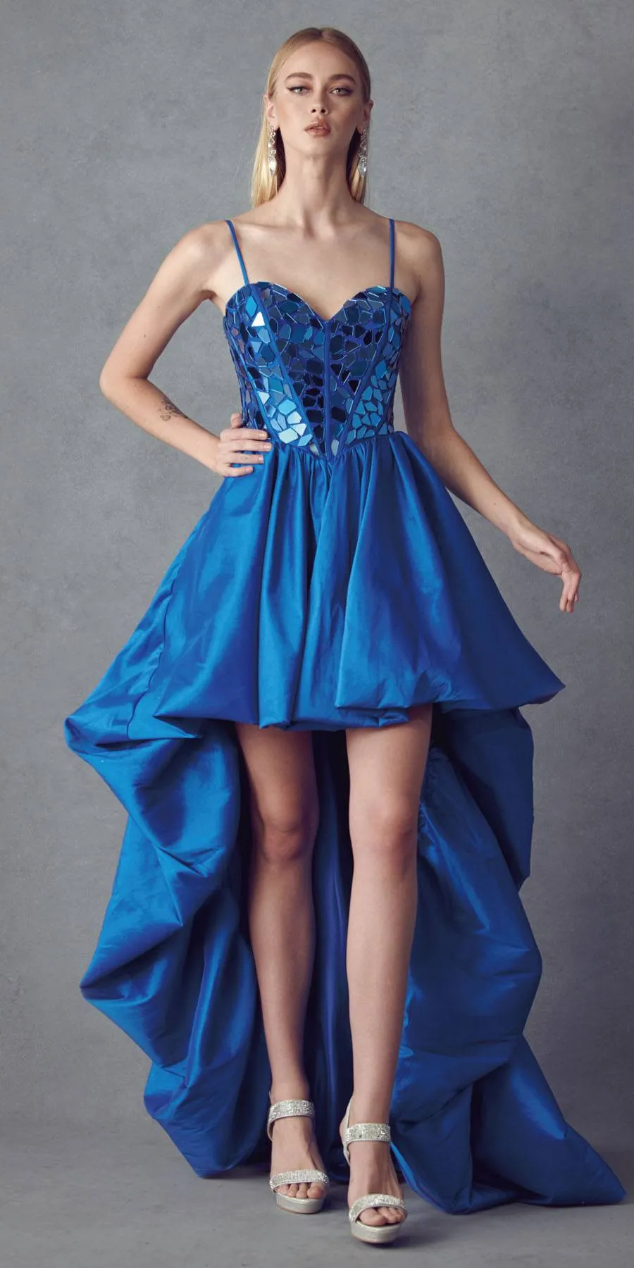 Juliet 252 Glass Beaded High-Low Formal Prom Dress
